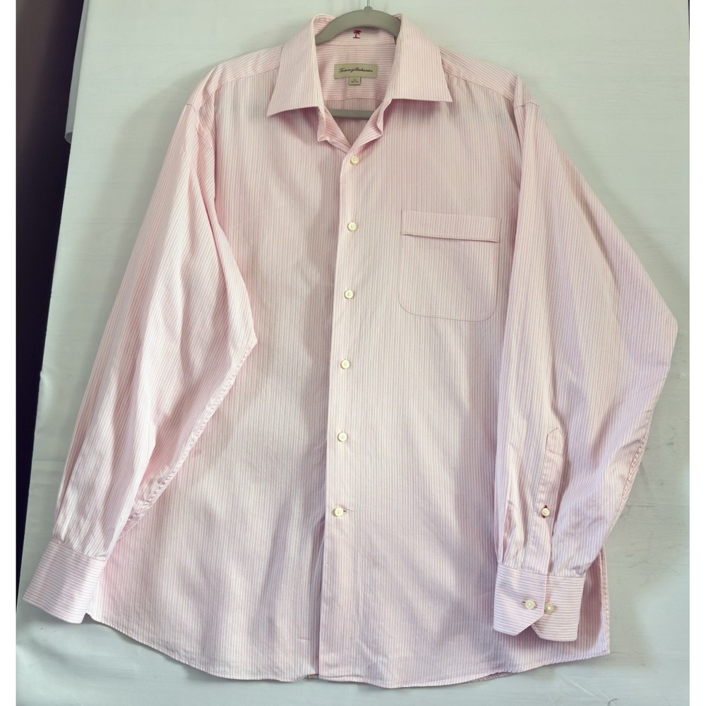 Tommy Bahama Mens Casual Button Down Shirt Long Sleeve Pink Plaid Cotton Medium - Picture 1 of 13